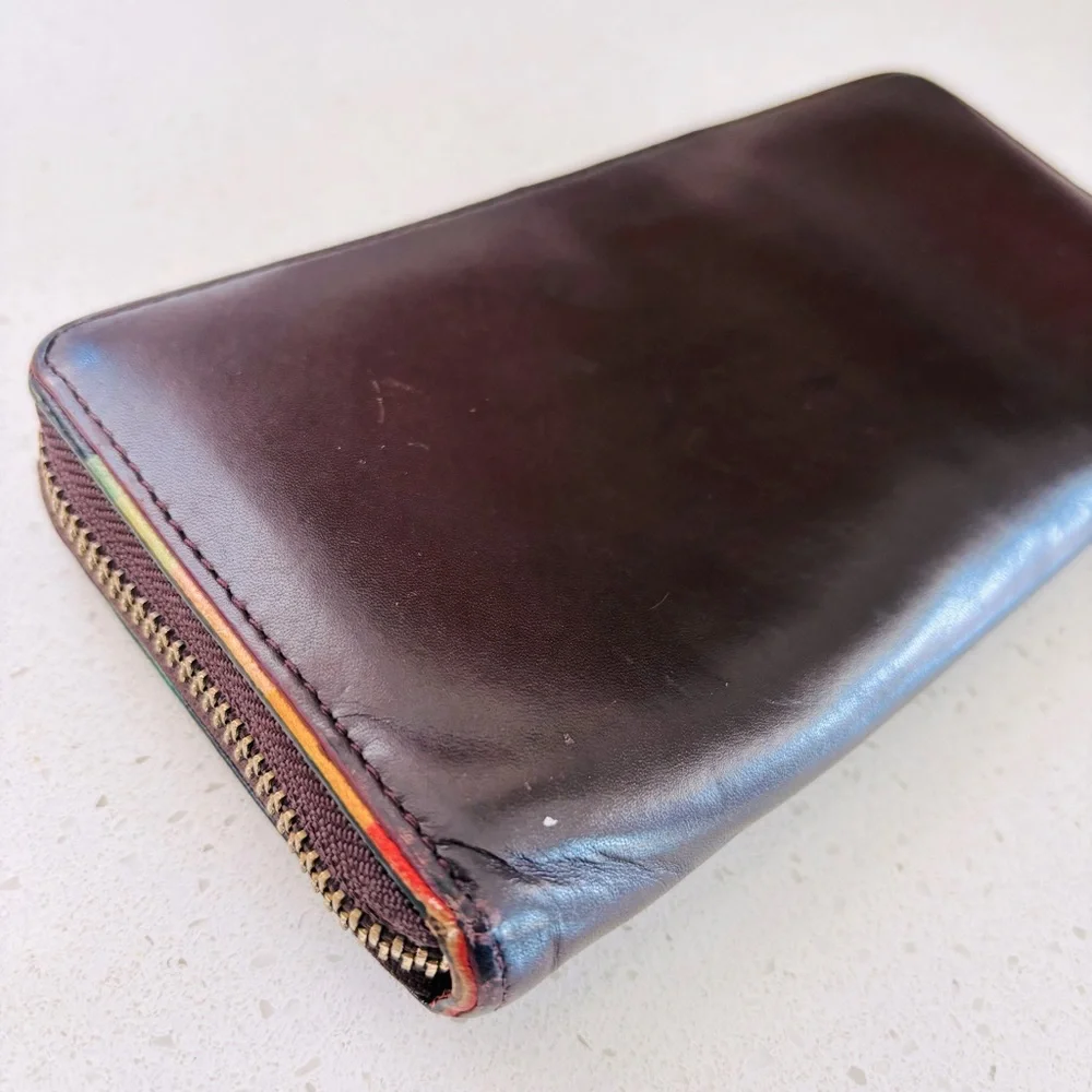 Paul Smith Authentic Leather long wallet‎ artist stripe wine red Men’s